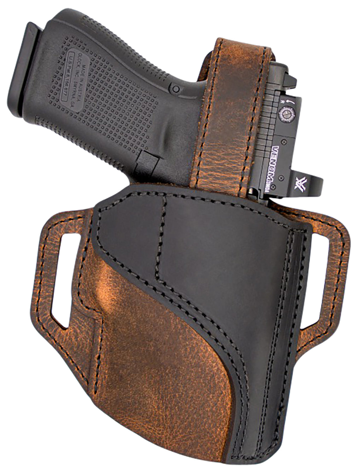 Versacarry Trooper Size 02 OWB Black/Brown Leather Right Hand Belt Slide Holster