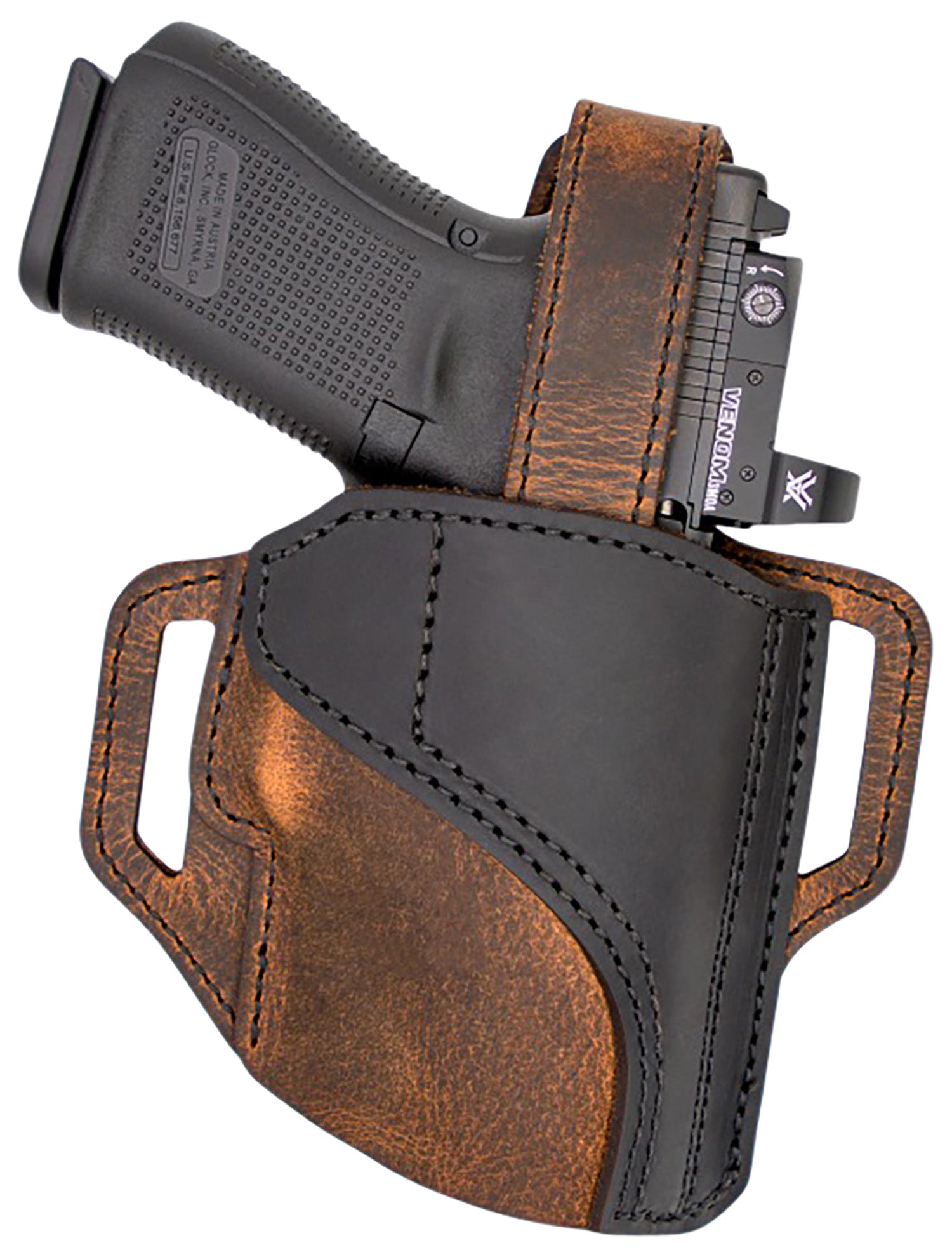 Versacarry Trooper Size 02 OWB Black/Brown Leather Right Hand Belt Slide Holster