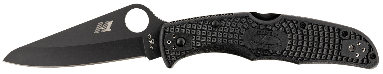 Spyderco Pacific Salt 2 3.78" H2 Stainless Plain Drop Point Black TiCN Blade Black FRN Handle Folding Knife