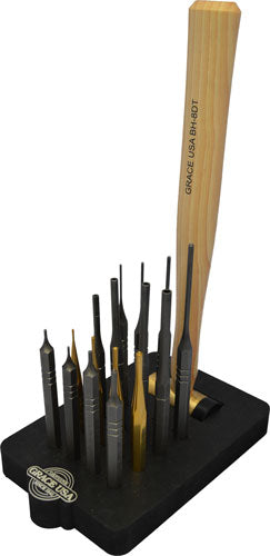 Grace USA 17pc AR-15 Gunsmith Punch Hammer Screwdriver Set with Bench Block