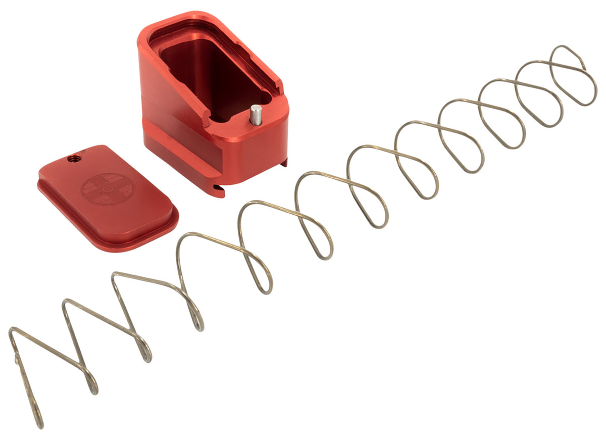 Shield Arms 5-Round Mag Extension Compatible with Glock 17/19X/22/34/35/45, Red Aluminum