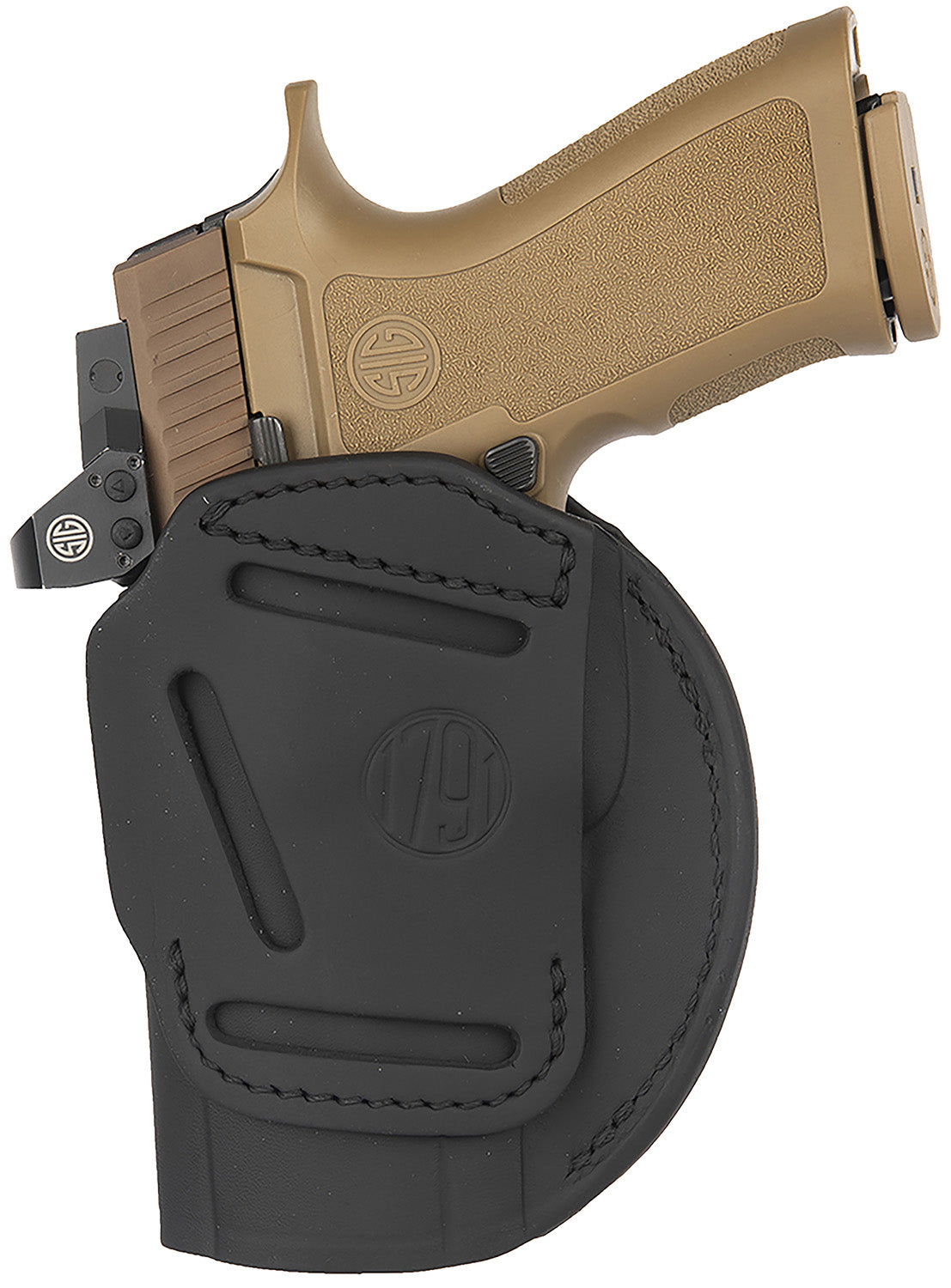 1791 Gunleather Size 06 Black Leather 4-Way IWB/OWB Holster Belt Clip - Springfield XDM/Glock 20 Right Hand