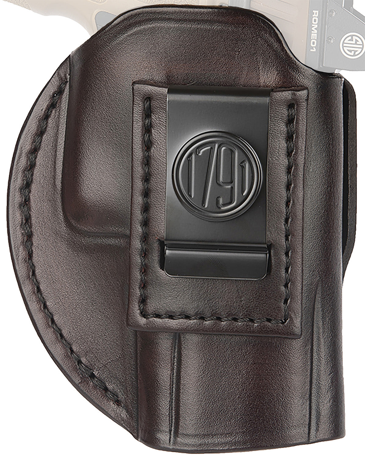 1791 Gunleather Size 06 Signature Brown Leather 4-Way IWB/OWB Holster Belt Clip - Glock 21/Sig P225 Right Hand