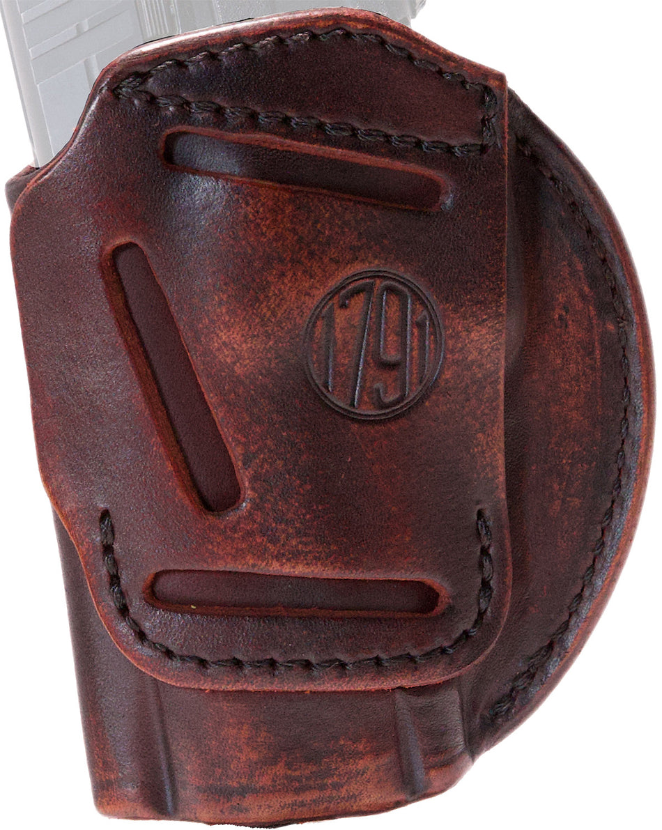 1791 Gunleather Size 06 Vintage Leather 4-Way IWB/OWB Holster Belt Clip - Glock 21/Walther PDP Right Hand