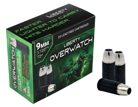 Liberty Ammunition OverWatch Open Cavity Design 72 Grain 9mm Luger/Parabellum 1720 fps 691835873718