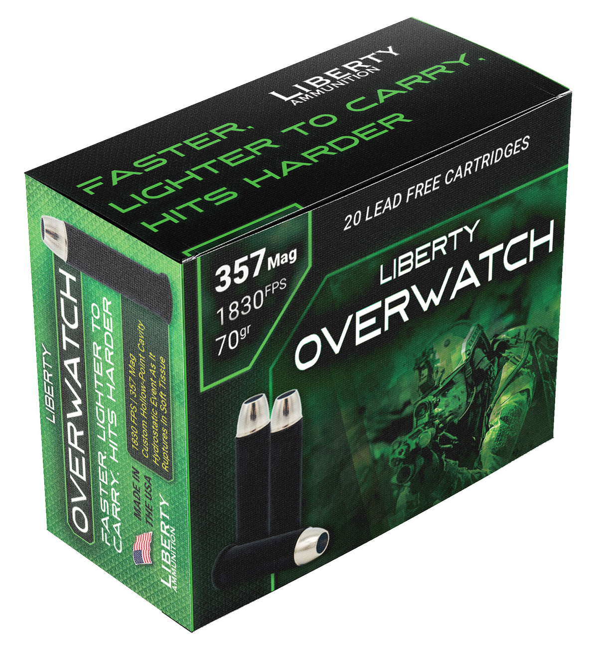 Liberty Ammunition OverWatch Open Cavity Design 70 Grain .357 Magnum 1830 fps 691835873817