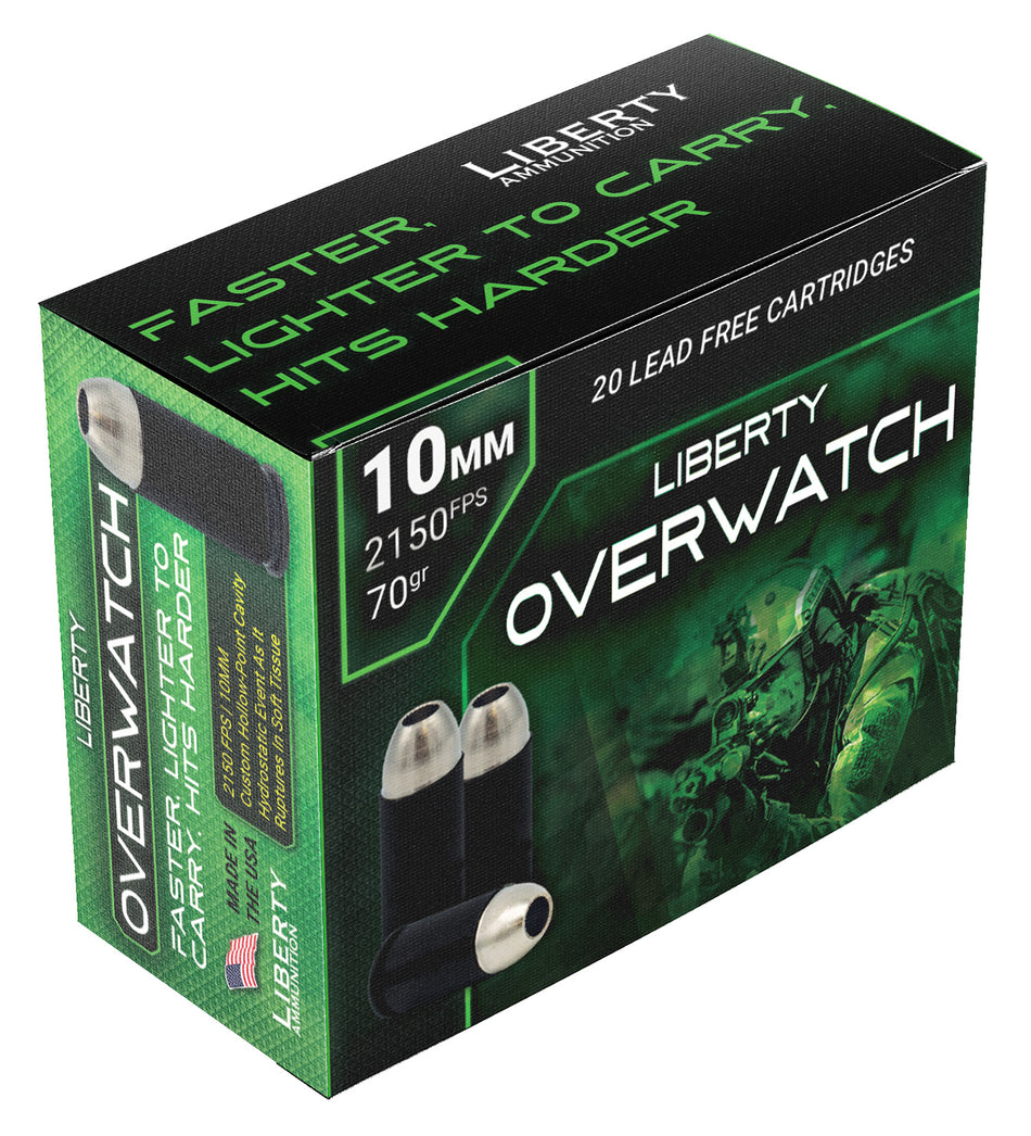 Liberty Ammunition OverWatch Open Cavity Design 70 Grain 10mm Auto 2150 fps 691835873916