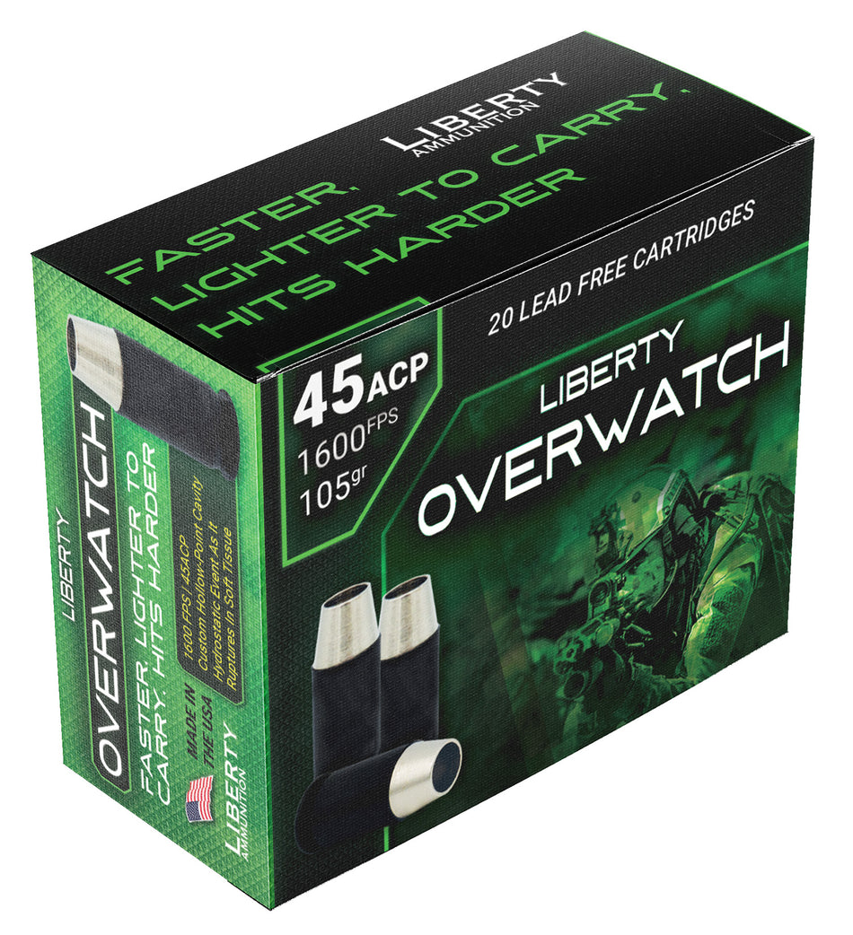 Liberty Ammunition OverWatch Open Cavity Design 105 Grain .45 ACP/Auto 1600 fps 691835874012