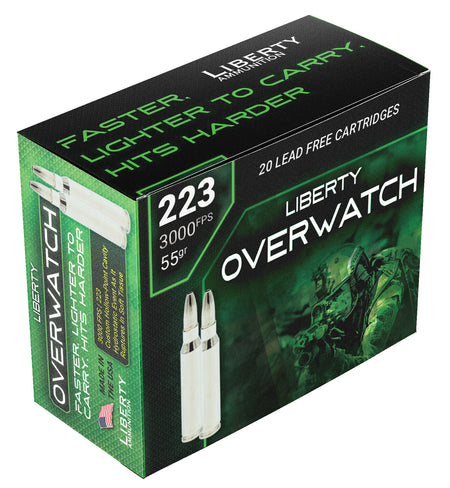 Liberty Ammunition OverWatch Fragmenting Hollow Point 55 Grain .223 Remington 3000 fps 691835874111