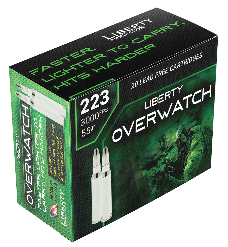 Liberty Ammunition OverWatch Fragmenting Hollow Point 55 Grain .223 Remington 3000 fps 691835874111