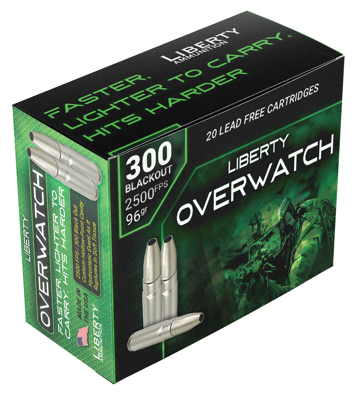 Liberty Ammunition OverWatch Open Cavity Design 96 Grain .300 AAC Blackout 2500 fps 691835874210