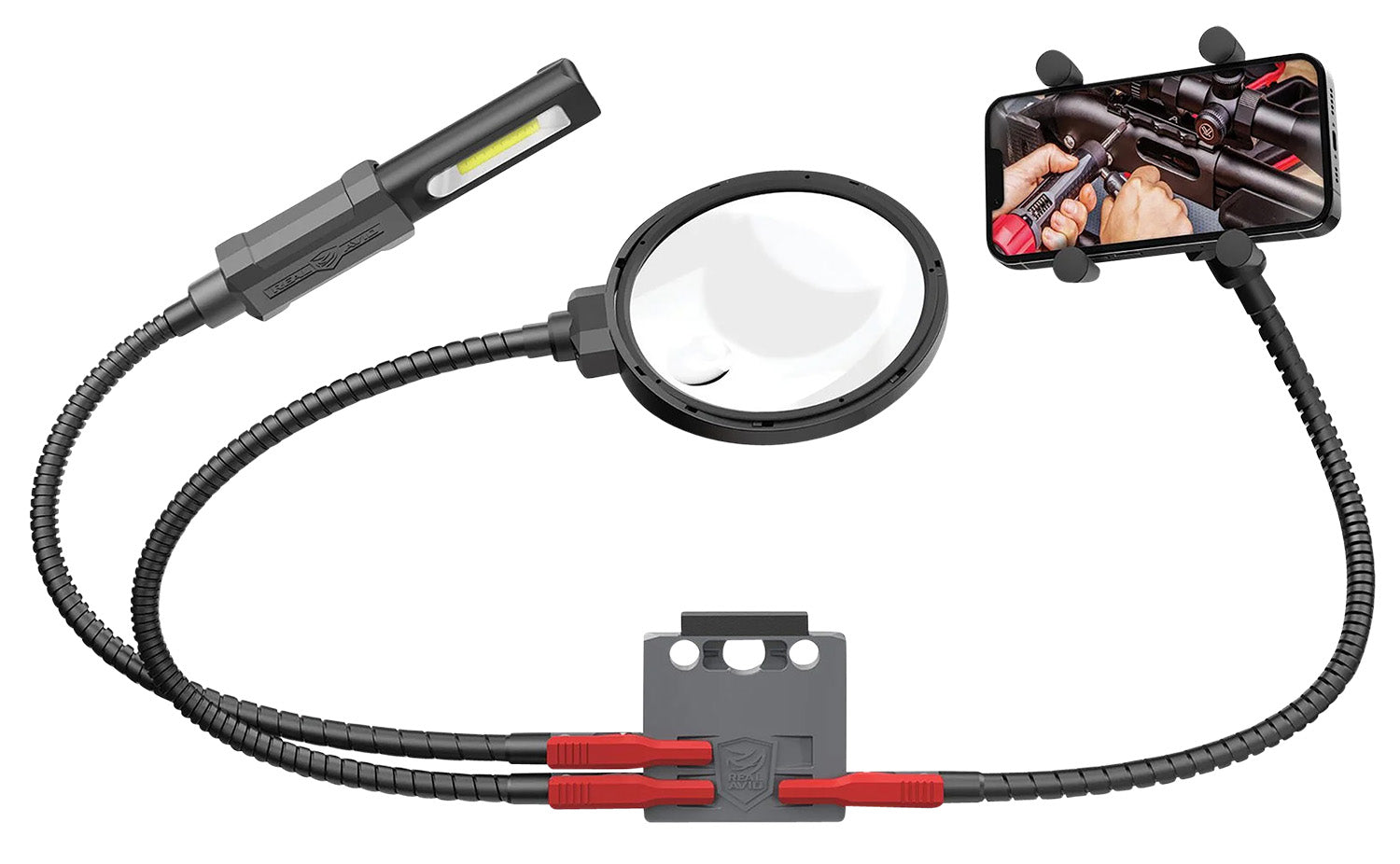 Real Avid Smart Mount Quick-Connect System with Magnifying Glass, Work Light and Phone Holder