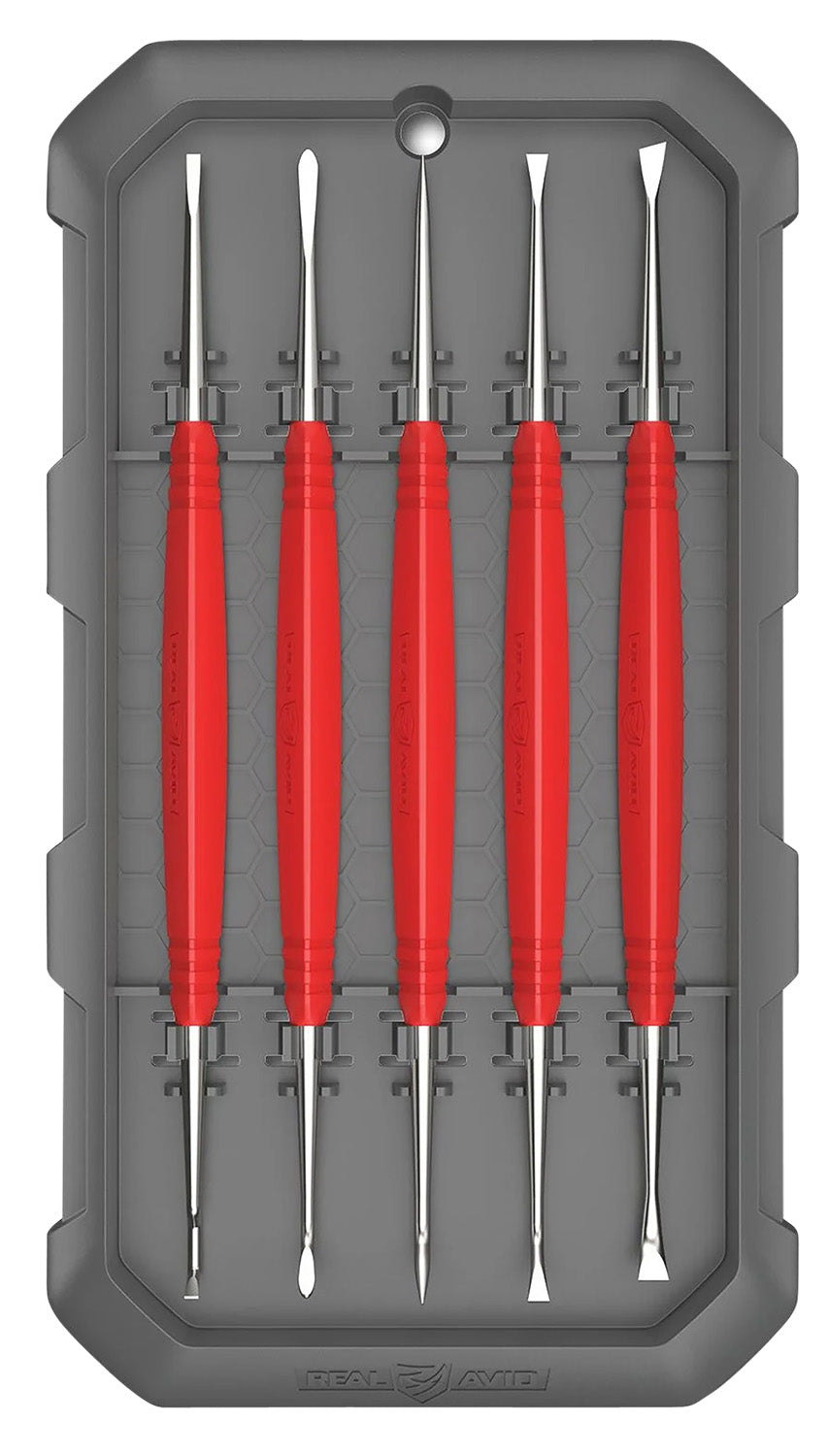 Real Avid Accu-Grip Steel Picks Set Red Overmold Handle 5 Pieces for Firearms and Suppressors