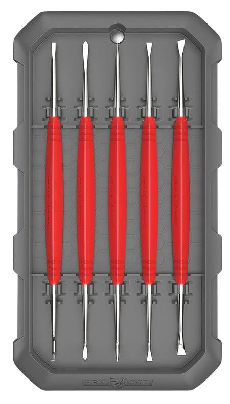 Real Avid Accu-Grip Steel Picks Set Red Overmold Handle 5 Pieces for Firearms and Suppressors