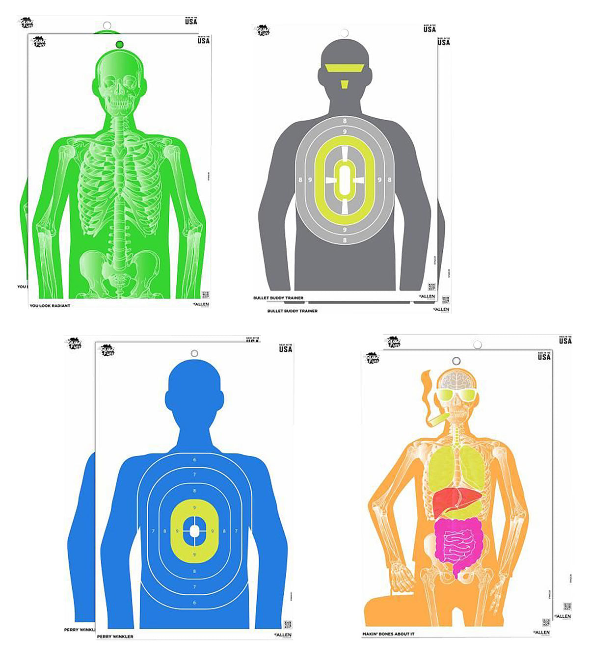 EZ-Aim Imposing Figure Silhouette Paper Targets, 12"x18", Multi-Color, Handgun/Shotgun/Airsoft, 8 Pk
