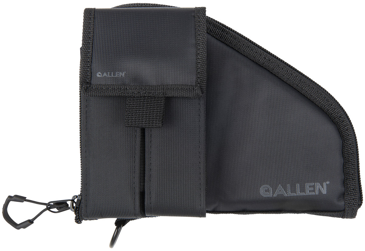 Allen 78-7 Black Nylon Lockable Pistol Case with Mag Pouch for Compact Handguns