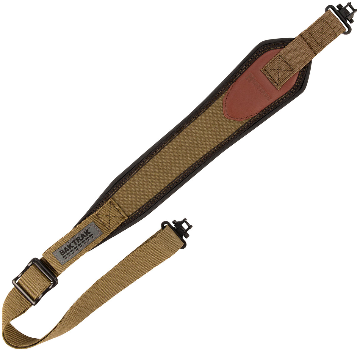 Heritage Cases 8110 Adjustable Long Gun Sling Canvas Olive with Leather Trim
