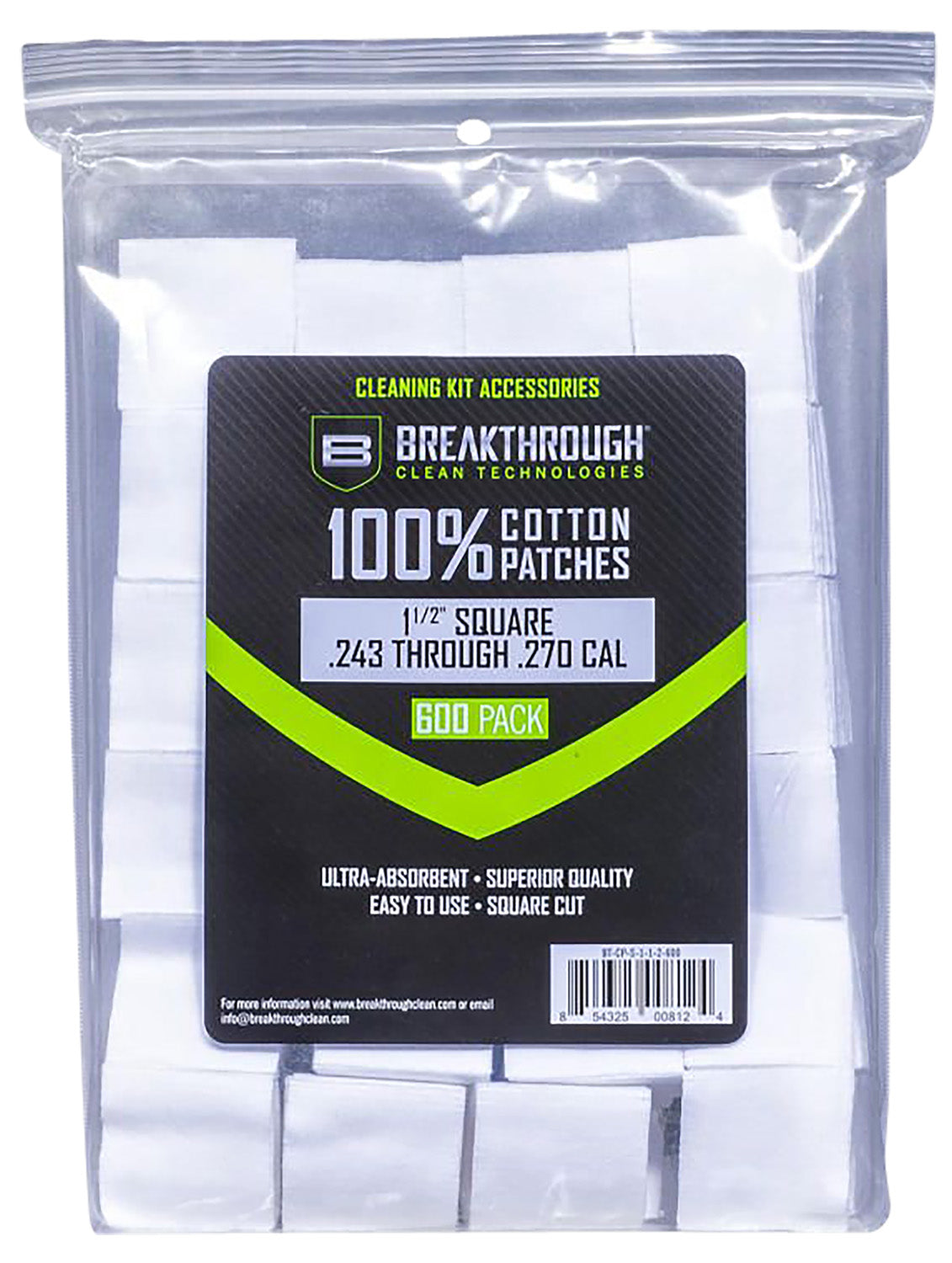 Breakthrough Clean BTCPS112600 Square Cleaning Patches 243/270 Cal 600 Count