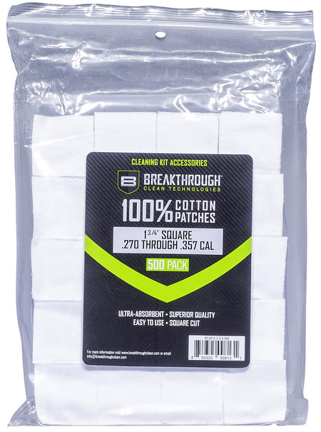 Breakthrough Clean BTCPS134500 Square Cleaning Patches 1.75" 270/357 Cal 500 Count
