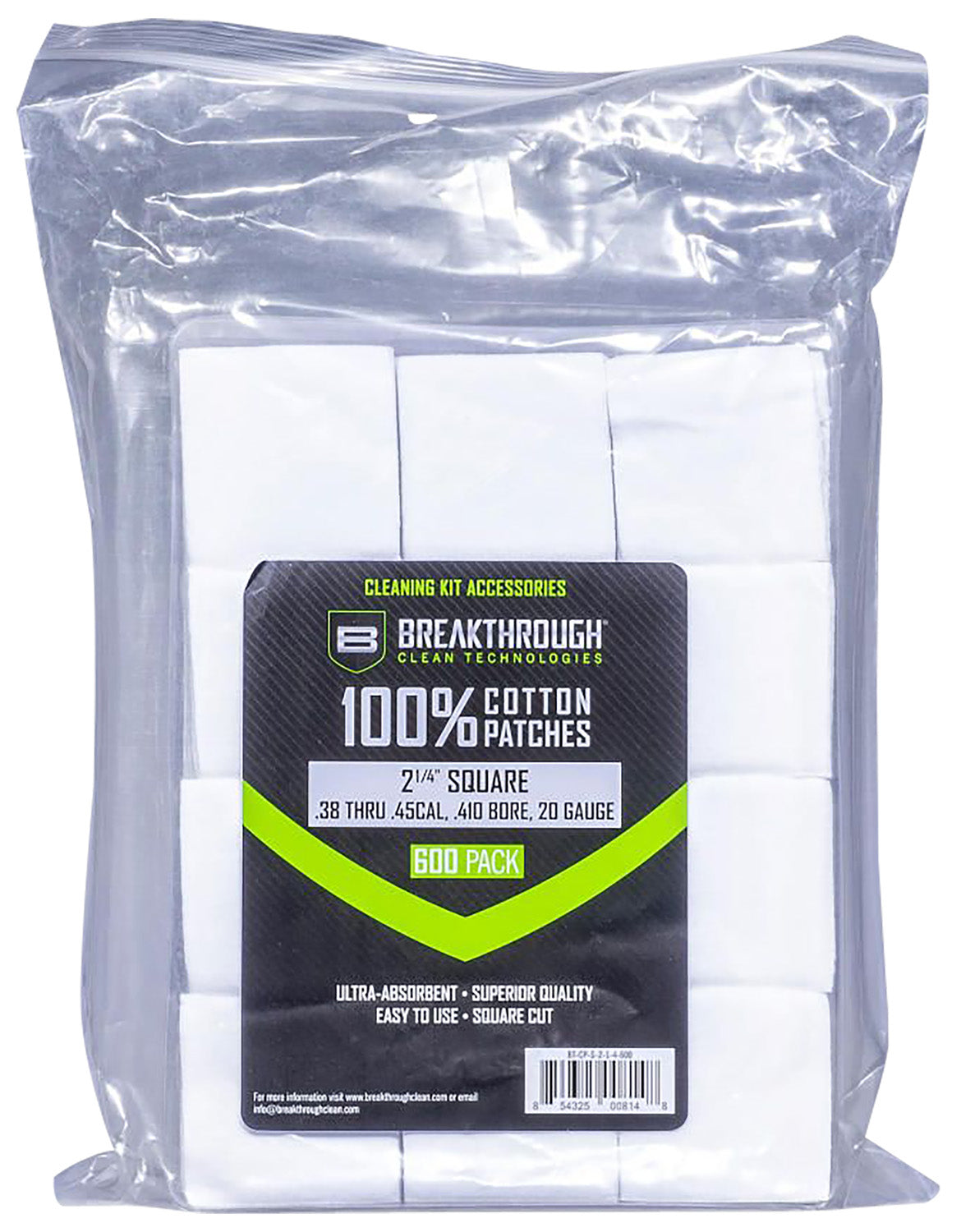 Breakthrough Clean BTCPS214600 Square Cleaning Patches 38-45 Cal 600 Count