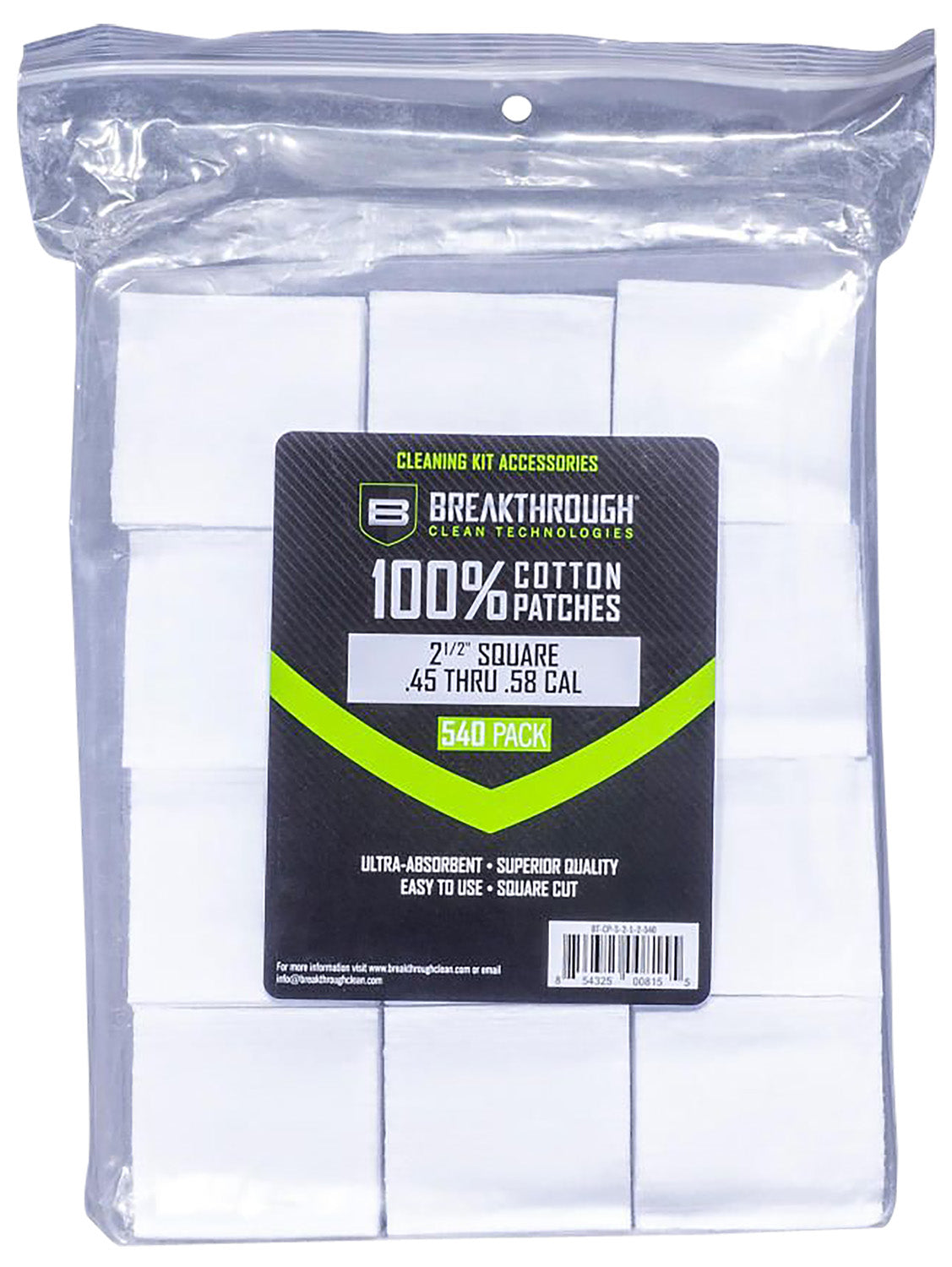 Breakthrough Clean BTCPS212540 Square Cleaning Patches 45/54 Cal 540 Count