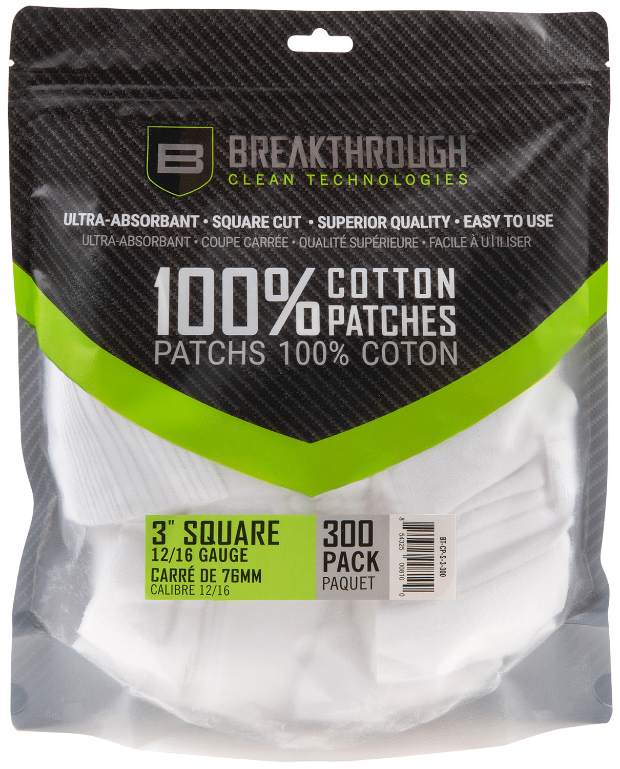 Breakthrough Clean BTCPS3300 Square Cleaning Patches 12-16 Gauge 300 Count