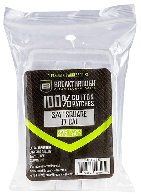 Breakthrough Clean BTCPS34375 Square Cleaning Patches .17/.177 Cal 375 Count