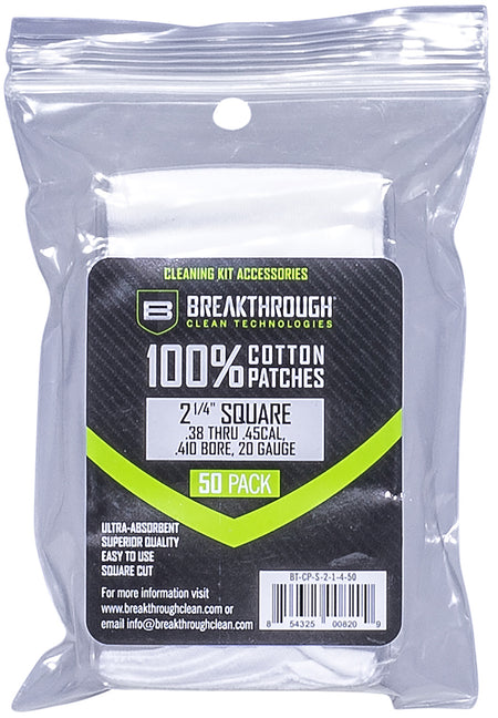 Breakthrough Clean BTCPS21450 Square Cleaning Patches 2.25" .38-.45 Cal 50 Count