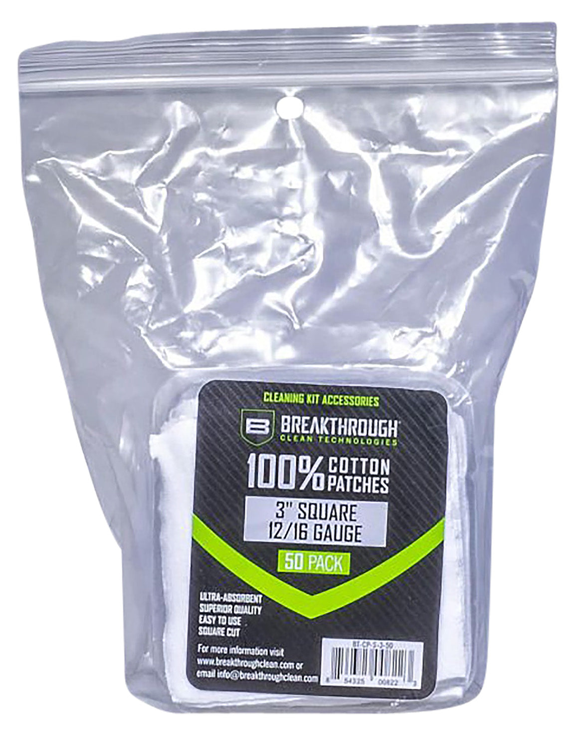 Breakthrough Clean BTCPS350 Square Cleaning Patches 12-16 Gauge 50 Count