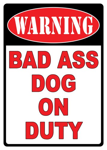 Rivers Edge Tin Sign - Warning Bad A** Dog, 12"x17"