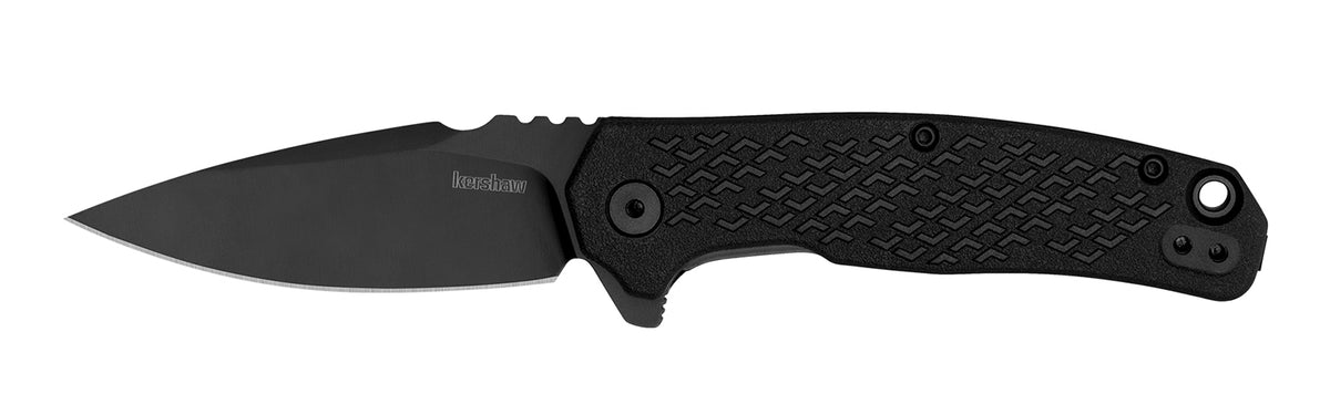 Kershaw 1407 Conduit Folding Knife 2.90" Plain Spear Point Black Oxide 8Cr13MoV Steel, Ergonomic Textured Nylon Handle & Clip