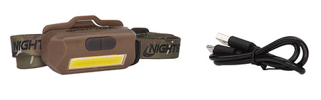 Nightstick USB-4510F 250-Lumen Multi-Flood FDE Headlamp Camo Strap USB-C Rechargeable White/Red/Green