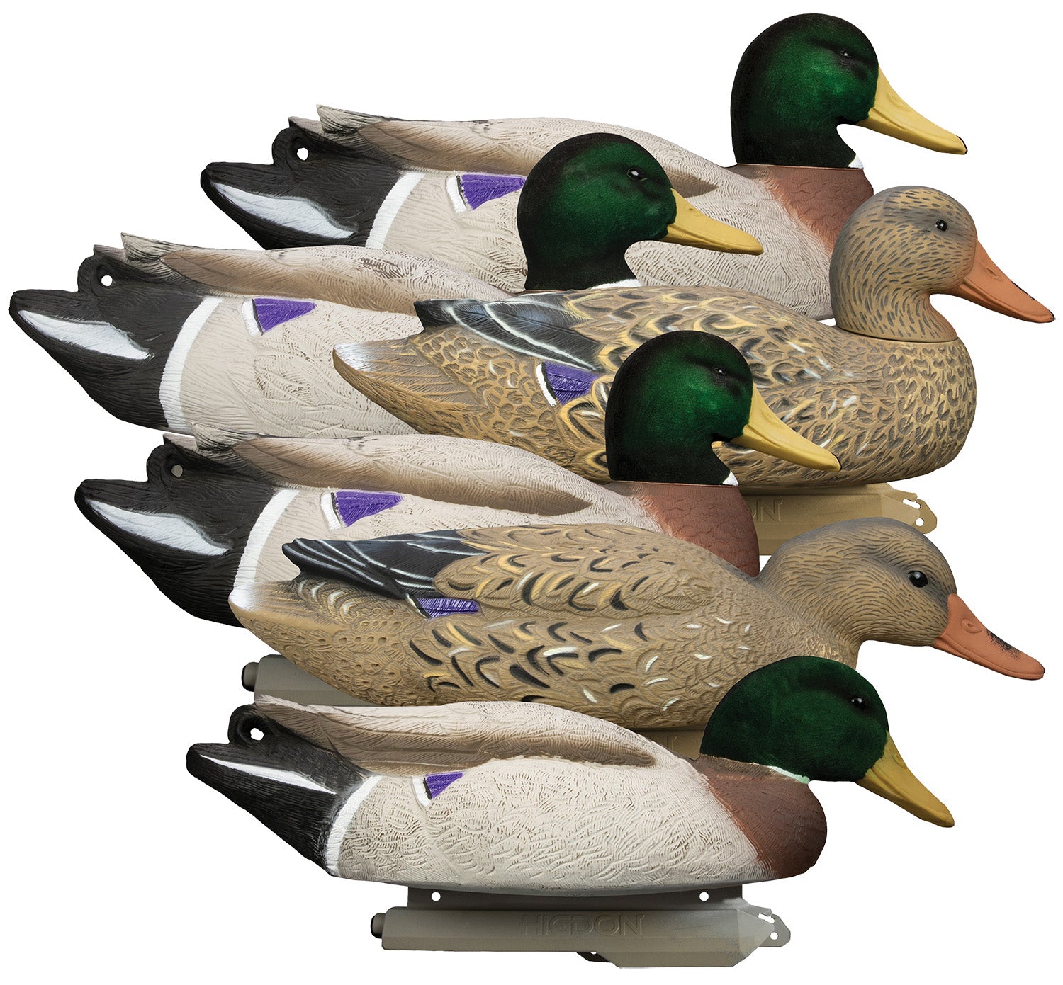 Higdon Outdoors Battleship Mallard Oversized Foam Filled Decoy Pack with Flocked Heads 6 Pack