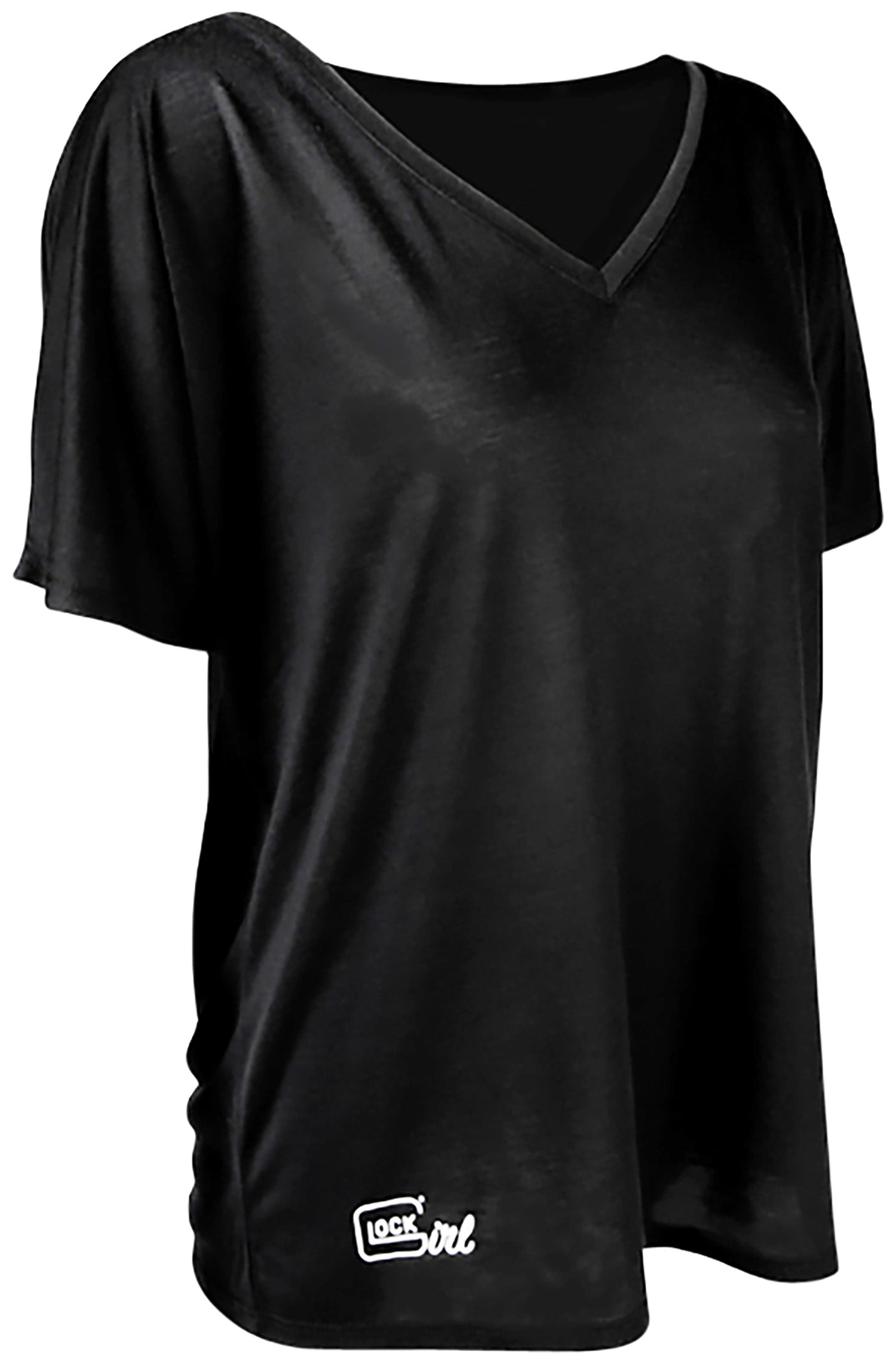 Glock Girl Relaxed Fit Black Short Sleeve V-Neck Tee Large