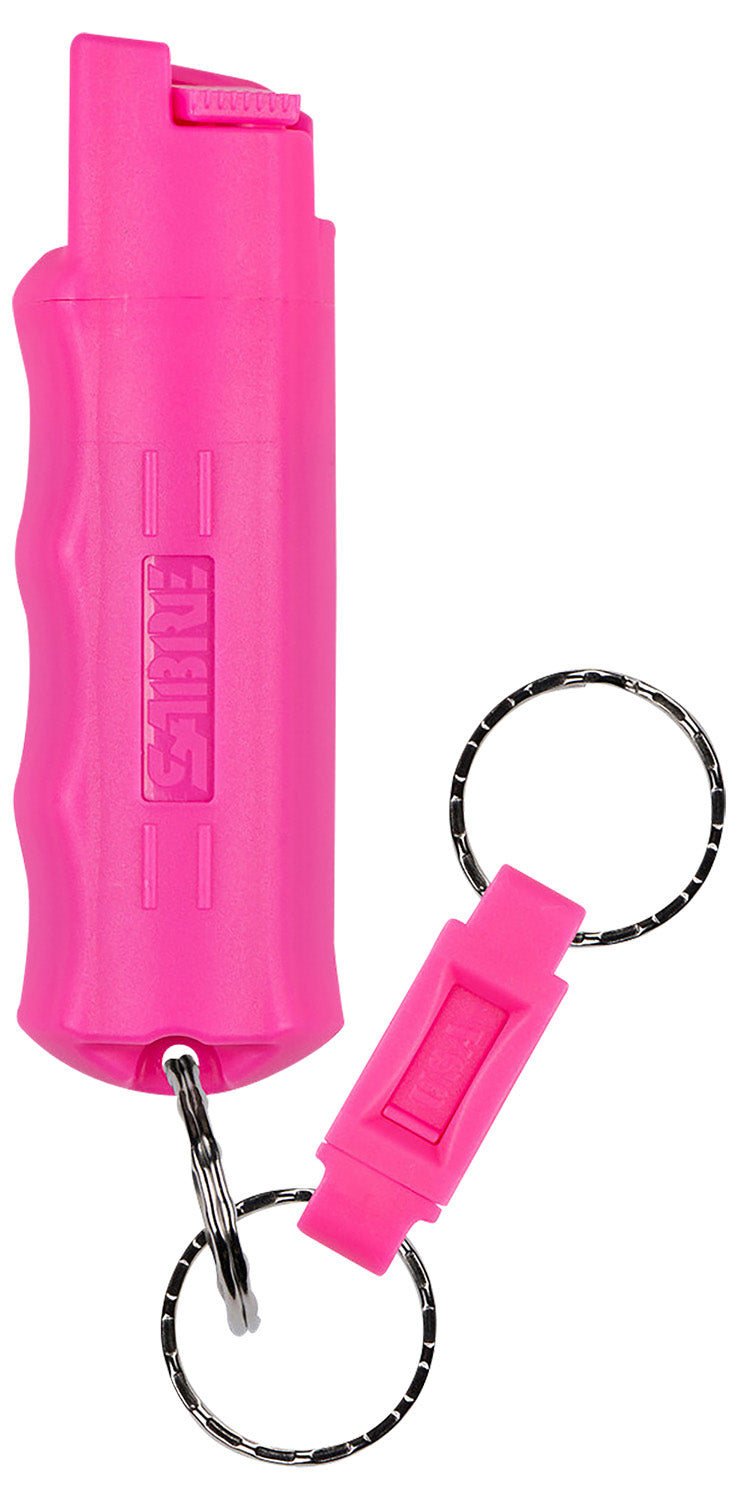 Sabre HCNBCF02 Pink Pepper Spray Hard Case 25 Bursts 10ft Finger Grip Key Ring UV Marking Dye