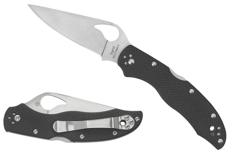 Spyderco Byrd Harrier 2 3.39" Stonewashed 8Cr13MoV Combo Edge Drop Point Blade Black Textured G10 Handle Folding Knife