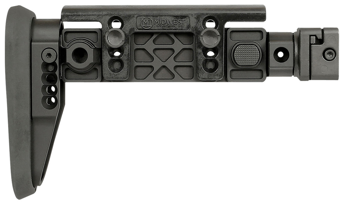Midwest Industries MIAKALPHAFS Alpha Adjustable Side Folding Stock Black Synthetic for AK Picatinny Rail Adaptor
