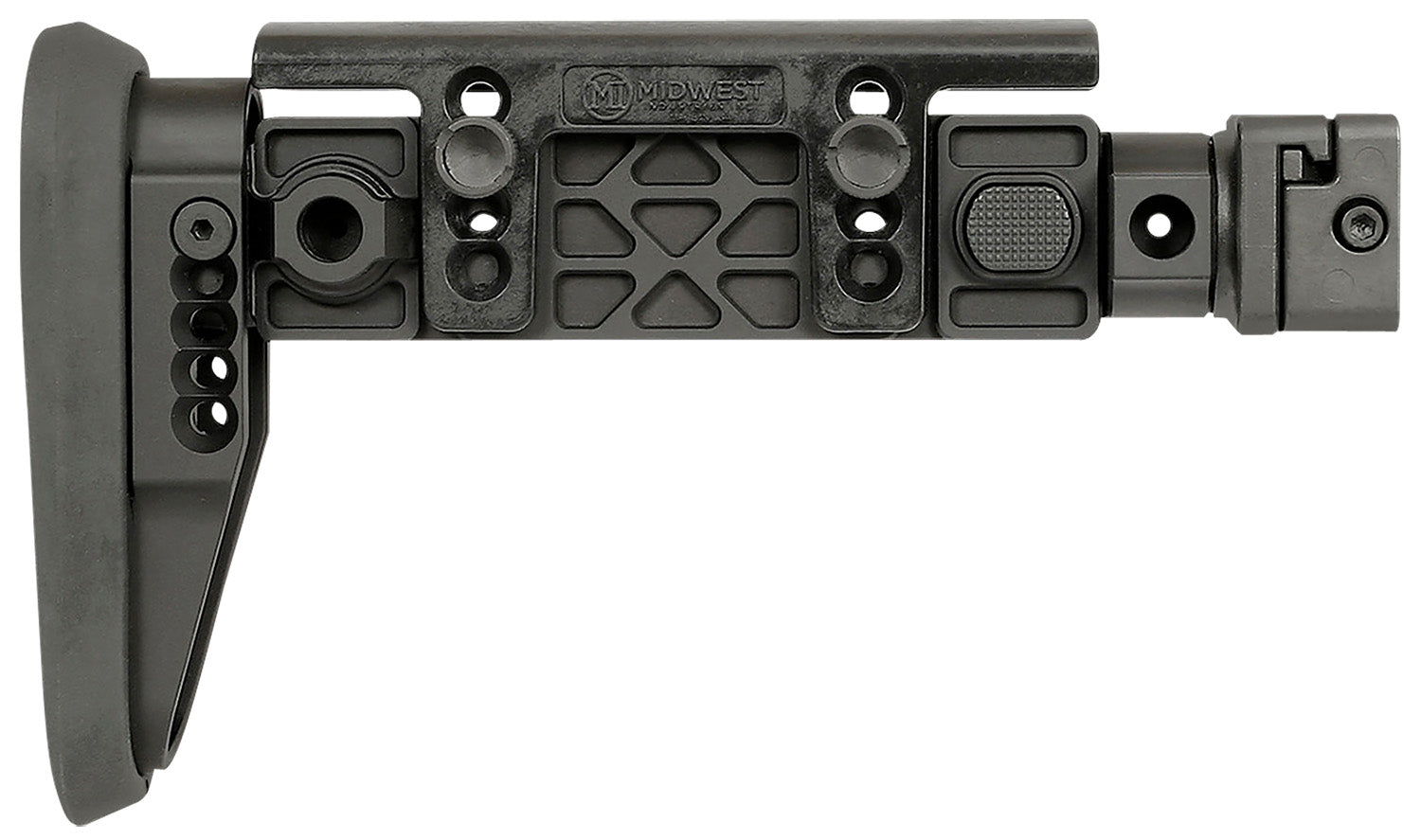 Midwest Industries MIAKALPHAFS Alpha Adjustable Side Folding Stock Black Synthetic for AK Picatinny Rail Adaptor
