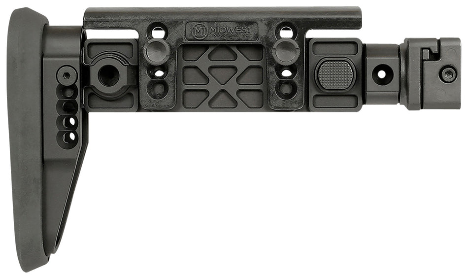 Midwest Industries MIAKALPHAFS Alpha Adjustable Side Folding Stock Black Synthetic for AK Picatinny Rail Adaptor