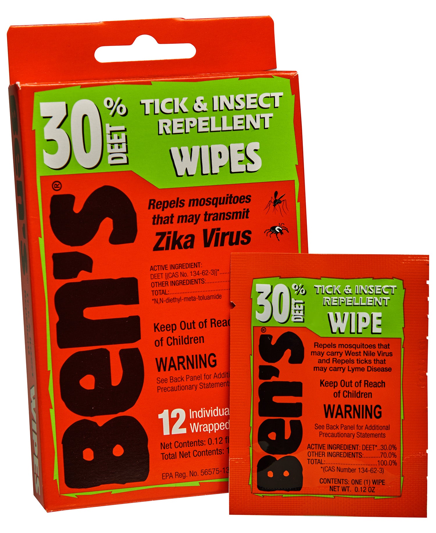 Ben's 30 DEET Insect Repellent Wipes 12 Count Odorless for Ticks & Mosquitoes