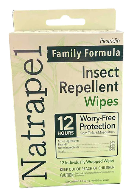 Natrapel 00066095 Repellent Wipes Picaridin Formula Repels Ticks & Insects Effective 12 hrs 12 Count
