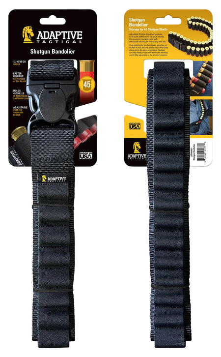Adaptive Tactical AT06401 Shotshell Bandolier 45 Shell Capacity Black Nylon Non-Slip