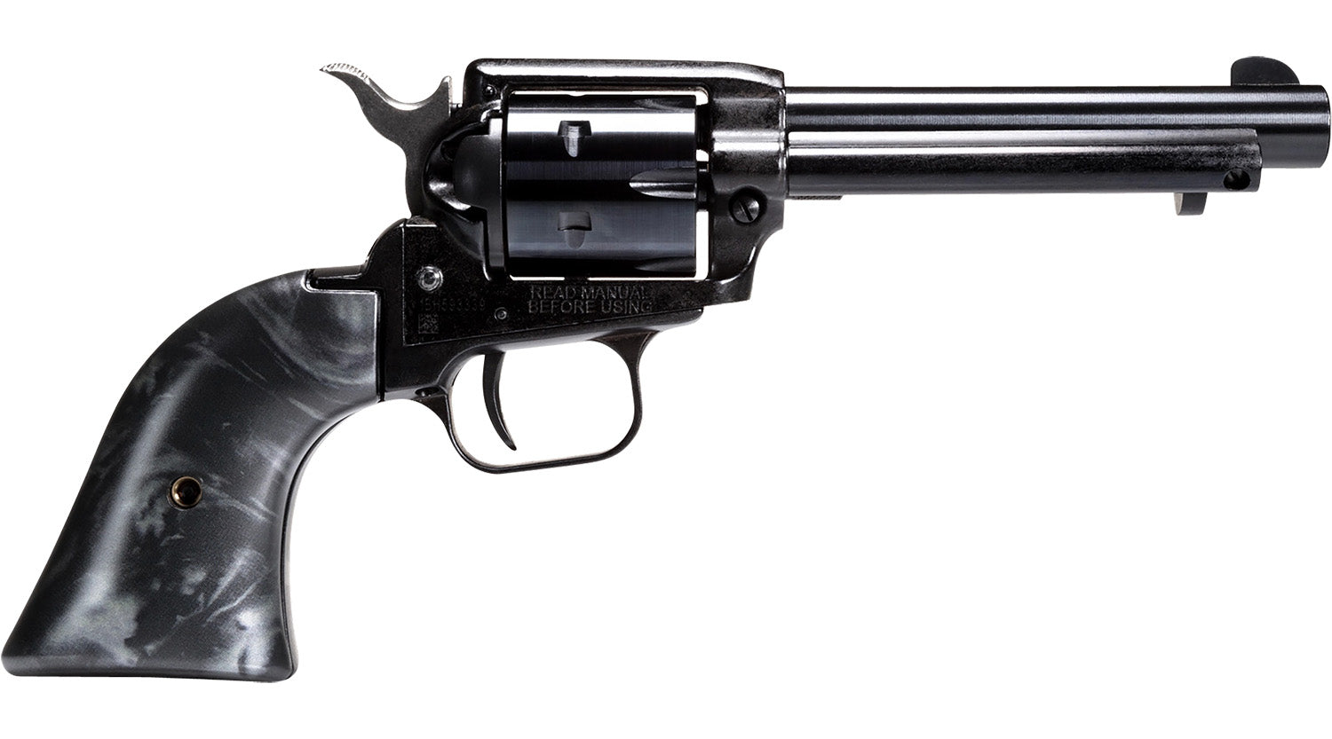 Heritage Mfg RR22B4BP Rough Rider 22 LR 6 Shot, 4.75" Black Oxide Steel Barrel, Black Oxide Zinc Alloy Frame, Black Oxide Cylinder, Black Pearl Grip, Manual Safety, Exposed Hammer