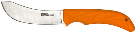 AccuSharp 732C 4" Fixed Blade Butcher Knife Plain Stainless - Blaze Orange Rubber Handle with Belt Loop Sheath