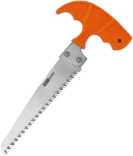 AccuSharp 730C 6" Field Bone Saw Fixed Stainless Blade - Blaze Orange T-Shaped Handle with Nylon Belt Carry Sheath