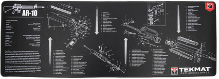 TekMat AR-10 Printed Cleaning Mat Black/White Rubber 15"x44"