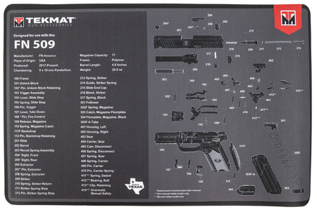 TekMat FN 509 Printed Cleaning Mat Black/Gray Rubber 11"x17"
