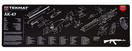 TekMat AK-47 Printed Cleaning Mat Black/White Rubber 12"x36"