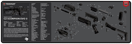 TekMat CZ Scorpion EVO 3 Printed Cleaning Mat Black/Gray Rubber 12"x36"