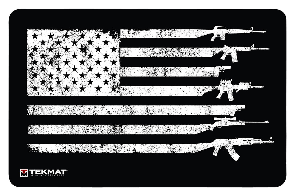 TekMat USA Flag and Guns Decorative Rubber Door Mat 25x42 Inch